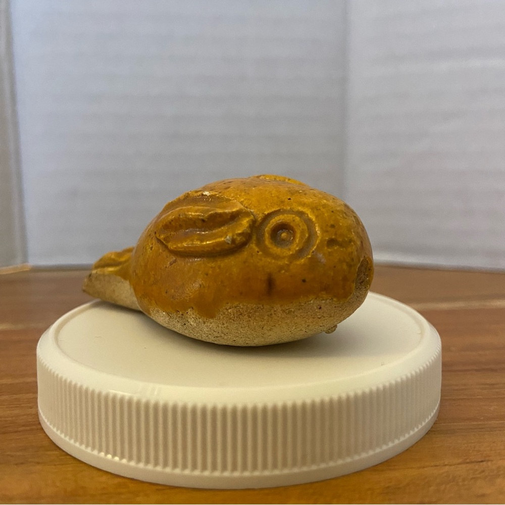 VTG Handmade  Glazed Pottery Fish Whistle-Miniature-Trinkets-Working Whistle.